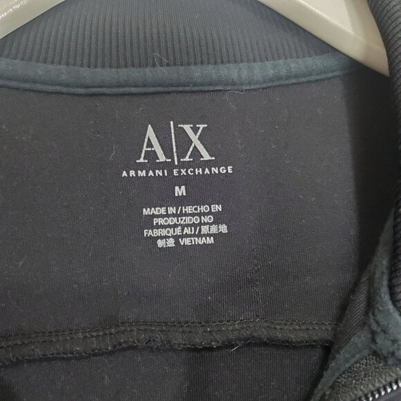 A/X ARMANI EXCHANGE Womens Jacket Medium Bomber Zip Up Log Color Block Black - Picture 6 of 10